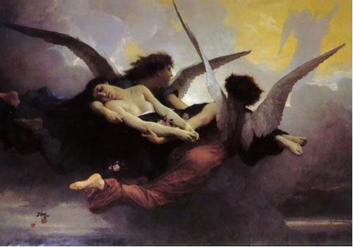 William-Adolphe Bouguereau Depiction of a soul being carried to heaven by two angels. oil painting picture